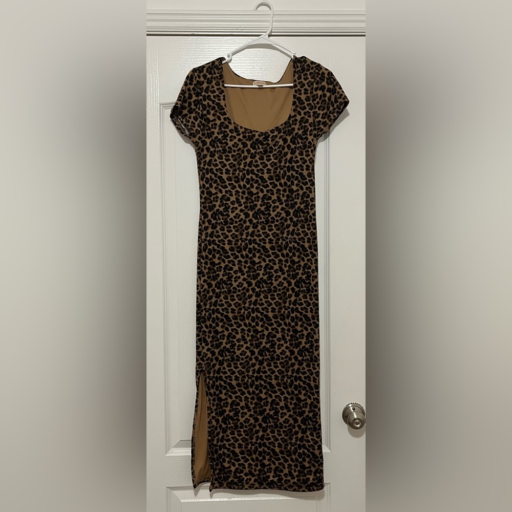 Justify Leopard Print Doubled Lined Dress